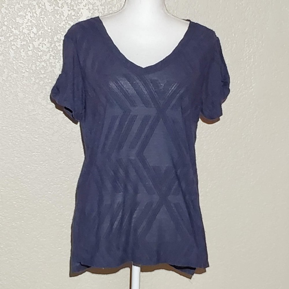 4/$20 Navy Boho Short Keyhole Sleeve Top